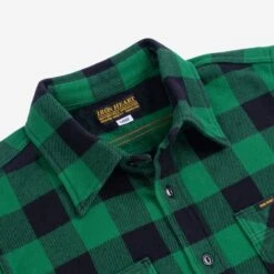 Ultra Heavy Flannel Buffalo Check Work Shirt - Green/Black -Denim Clothing-Iron Heart International ihsh 244 grn 7