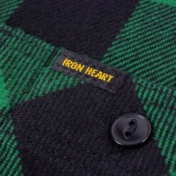 Ultra Heavy Flannel Buffalo Check Work Shirt - Green/Black -Denim Clothing-Iron Heart International ihsh 244 grn 9