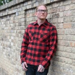 Ultra Heavy Flannel Buffalo Check Work Shirt - Red/Black -Denim Clothing-Iron Heart International ihsh 244 red 2