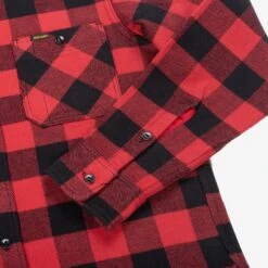 Ultra Heavy Flannel Buffalo Check Work Shirt - Red/Black -Denim Clothing-Iron Heart International ihsh 244 red 5