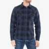 Ultra Heavy Flannel Ombré Check Western Shirt - Navy/Black -Denim Clothing-Iron Heart International ihsh 264 nav