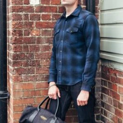 Ultra Heavy Flannel Ombré Check Western Shirt - Navy/Black -Denim Clothing-Iron Heart International ihsh 264 nav 2