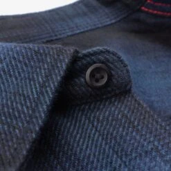 Ultra Heavy Flannel Ombré Check Western Shirt - Navy/Black -Denim Clothing-Iron Heart International ihsh 264 nav 5