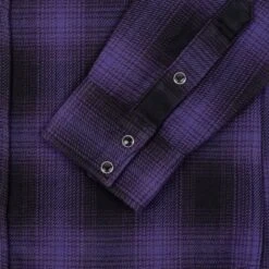 Ultra Heavy Flannel Ombré Check Western Shirt - Purple/Black -Denim Clothing-Iron Heart International ihsh 264 pur 10