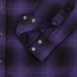 Ultra Heavy Flannel Ombré Check Western Shirt - Purple/Black -Denim Clothing-Iron Heart International ihsh 264 pur 11