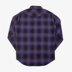 Ultra Heavy Flannel Ombré Check Western Shirt - Purple/Black -Denim Clothing-Iron Heart International ihsh 264 pur 3
