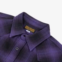 Ultra Heavy Flannel Ombré Check Western Shirt - Purple/Black -Denim Clothing-Iron Heart International ihsh 264 pur 4