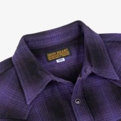 Ultra Heavy Flannel Ombré Check Western Shirt - Purple/Black -Denim Clothing-Iron Heart International ihsh 264 pur 7