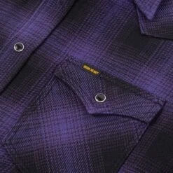 Ultra Heavy Flannel Ombré Check Western Shirt - Purple/Black -Denim Clothing-Iron Heart International ihsh 264 pur 8