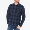 Ultra Heavy Flannel Ombré Check Work Shirt - Navy/Black -Denim Clothing-Iron Heart International ihsh 265 nav