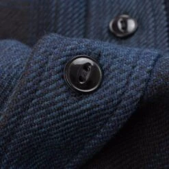 Ultra Heavy Flannel Ombré Check Work Shirt - Navy/Black -Denim Clothing-Iron Heart International ihsh 265 nav 6