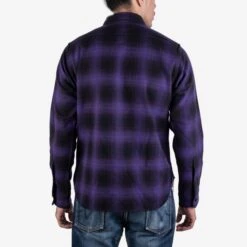 Ultra Heavy Flannel Ombré Check Work Shirt - Purple/Black -Denim Clothing-Iron Heart International ihsh 265 pur 1