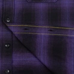 Ultra Heavy Flannel Ombré Check Work Shirt - Purple/Black -Denim Clothing-Iron Heart International ihsh 265 pur 11
