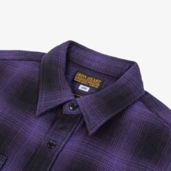 Ultra Heavy Flannel Ombré Check Work Shirt - Purple/Black -Denim Clothing-Iron Heart International ihsh 265 pur 4
