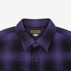 Ultra Heavy Flannel Ombré Check Work Shirt - Purple/Black -Denim Clothing-Iron Heart International ihsh 265 pur 5