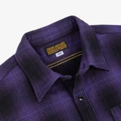 Ultra Heavy Flannel Ombré Check Work Shirt - Purple/Black -Denim Clothing-Iron Heart International ihsh 265 pur 6
