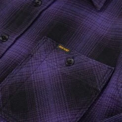 Ultra Heavy Flannel Ombré Check Work Shirt - Purple/Black -Denim Clothing-Iron Heart International ihsh 265 pur 7