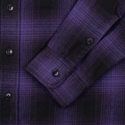 Ultra Heavy Flannel Ombré Check Work Shirt - Purple/Black -Denim Clothing-Iron Heart International ihsh 265 pur 9