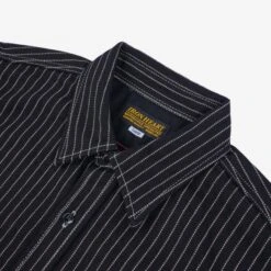 12oz Wabash Work Shirt - Black -Denim Clothing-Iron Heart International ihsh 266 blk 5