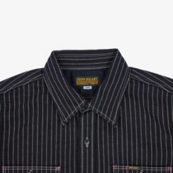 12oz Wabash Work Shirt - Black -Denim Clothing-Iron Heart International ihsh 266 blk 6