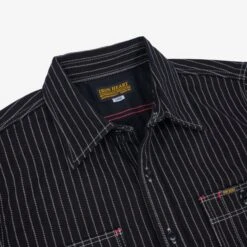 12oz Wabash Work Shirt - Black -Denim Clothing-Iron Heart International ihsh 266 blk 7