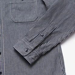 12oz Hickory Stripe Work Shirt - Indigo 19 12oz Hickory Stripe Work Shirt - Indigo -Denim Clothing-Iron Heart International ihsh 274 ind 5