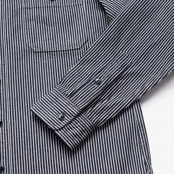 12oz Hickory Stripe Work Shirt - Indigo 8 12oz Hickory Stripe Work Shirt - Indigo - Image 6