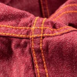 10oz Mock Twist Selvedge Chambray Western Shirt - Red 'The Salt And Cayenne' -Denim Clothing-Iron Heart International ihsh 289 red 10