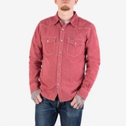 10oz Mock Twist Selvedge Chambray Western Shirt - Red 'The Salt And Cayenne'