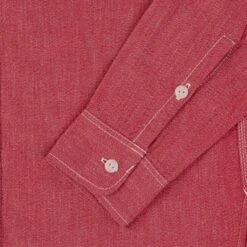 10oz Mock Twist Selvedge Chambray Work Shirt - Red -Denim Clothing-Iron Heart International ihsh 290 red 5