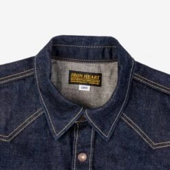 18oz Vintage Selvedge Denim CPO Shirt - Indigo -Denim Clothing-Iron Heart International ihsh 292 ind 4