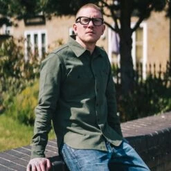 13oz Military Serge Work Shirt - Olive -Denim Clothing-Iron Heart International ihsh 307 olv 2