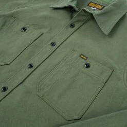 13oz Military Serge Work Shirt - Olive -Denim Clothing-Iron Heart International ihsh 307 olv 6