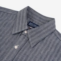 12oz Herringbone Work Shirt - Indigo -Denim Clothing-Iron Heart International ihsh 308 ind 3