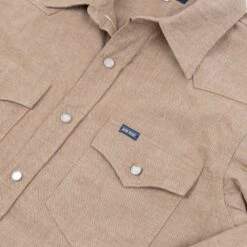 10oz Selvedge Chambray Western Shirt - Khaki -Denim Clothing-Iron Heart International ihsh 315 kha 7