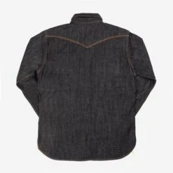 12oz Selvedge Denim Western Shirt - Black -Denim Clothing-Iron Heart International ihsh 33 blk 2