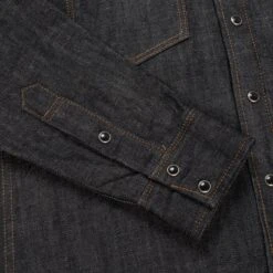 12oz Selvedge Denim Western Shirt - Black -Denim Clothing-Iron Heart International ihsh 33 blk 5