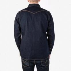 12oz Selvedge Denim Western Shirt - Indigo -Denim Clothing-Iron Heart International ihsh 33 ind 2