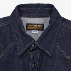 12oz Selvedge Denim Western Shirt - Indigo -Denim Clothing-Iron Heart International ihsh 33 ind 6