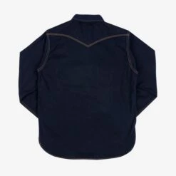 12oz Selvedge Denim Western Shirt - Indigo Overdyed Black -Denim Clothing-Iron Heart International ihsh 33 od 4