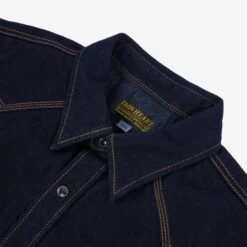 12oz Selvedge Denim Western Shirt - Indigo Overdyed Black -Denim Clothing-Iron Heart International ihsh 33 od 5