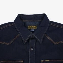 12oz Selvedge Denim Western Shirt - Indigo Overdyed Black -Denim Clothing-Iron Heart International ihsh 33 od 6