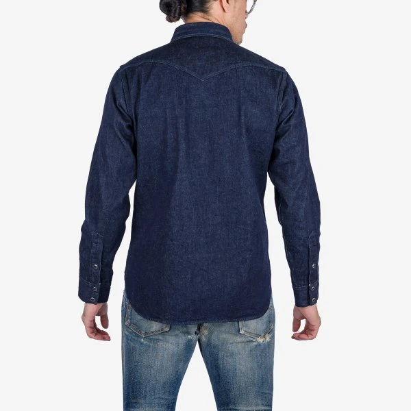 12oz Selvedge Denim Western Shirt With Tonal Stitching - Indigo 4 12oz Selvedge Denim Western Shirt With Tonal Stitching - Indigo - Image 2