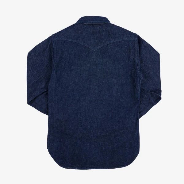 12oz Selvedge Denim Western Shirt With Tonal Stitching - Indigo 6 12oz Selvedge Denim Western Shirt With Tonal Stitching - Indigo - Image 4