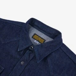 12oz Selvedge Denim Western Shirt With Tonal Stitching - Indigo 23 12oz Selvedge Denim Western Shirt With Tonal Stitching - Indigo -Denim Clothing-Iron Heart International ihsh 33 t 4