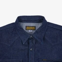12oz Selvedge Denim Western Shirt With Tonal Stitching - Indigo 24 12oz Selvedge Denim Western Shirt With Tonal Stitching - Indigo -Denim Clothing-Iron Heart International ihsh 33 t 5