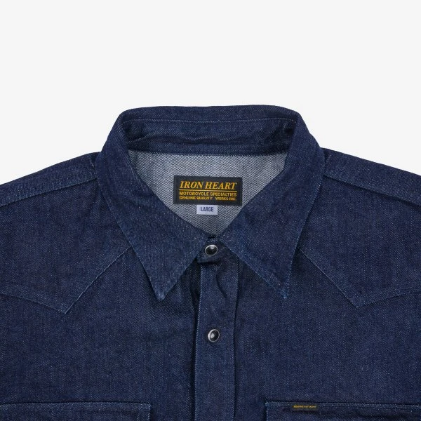 12oz Selvedge Denim Western Shirt With Tonal Stitching - Indigo 8 12oz Selvedge Denim Western Shirt With Tonal Stitching - Indigo - Image 6