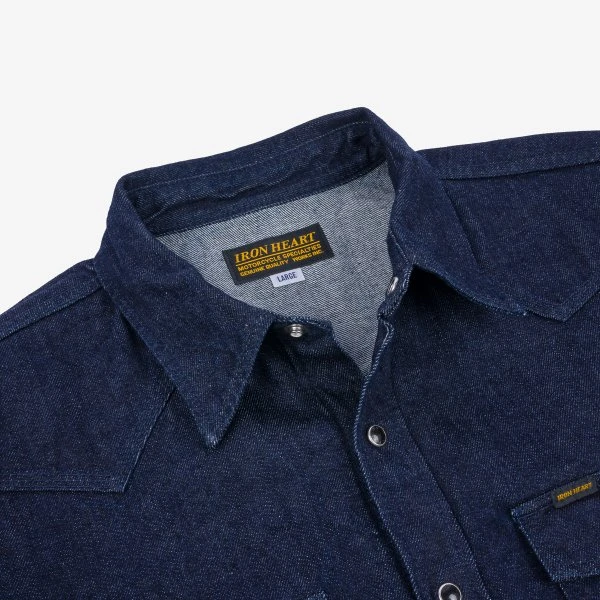 12oz Selvedge Denim Western Shirt With Tonal Stitching - Indigo 9 12oz Selvedge Denim Western Shirt With Tonal Stitching - Indigo - Image 7