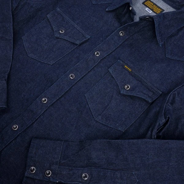 12oz Selvedge Denim Western Shirt With Tonal Stitching - Indigo 10 12oz Selvedge Denim Western Shirt With Tonal Stitching - Indigo - Image 8