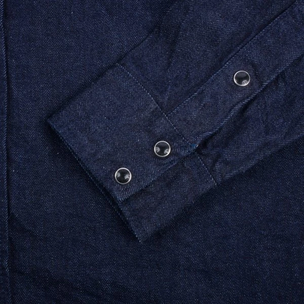 12oz Selvedge Denim Western Shirt With Tonal Stitching - Indigo 11 12oz Selvedge Denim Western Shirt With Tonal Stitching - Indigo - Image 9